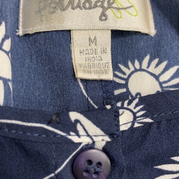 Porridge Anthropologie Floral Blouse Blue & White Womens Medium - Picture 7 of 10